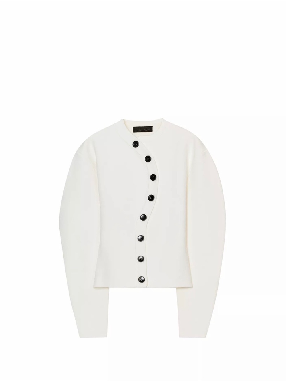 Zara White Asymmetric Button sweater